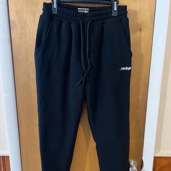 Lr Scoop Pants Lr Scoop Mens Black Savage Fleece Tapered
